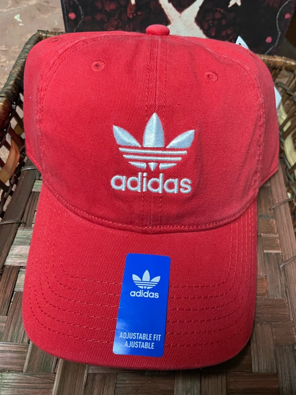 adidas Red Trefoil Cotton Adjustable Cap with White Logo